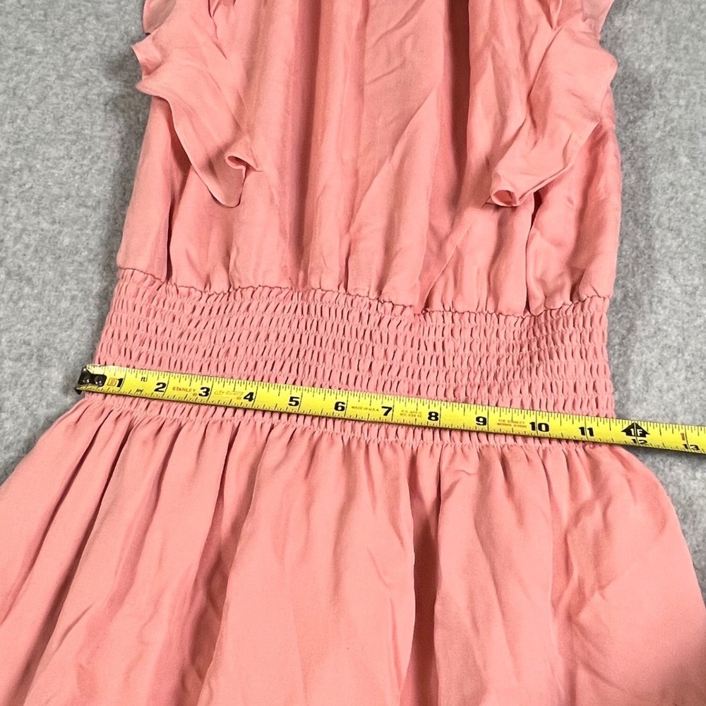Parker New York M Pink Silk Halter Mini Dress Smocked‎ Waist Ruffle Resortwear - Picture 8 of 10